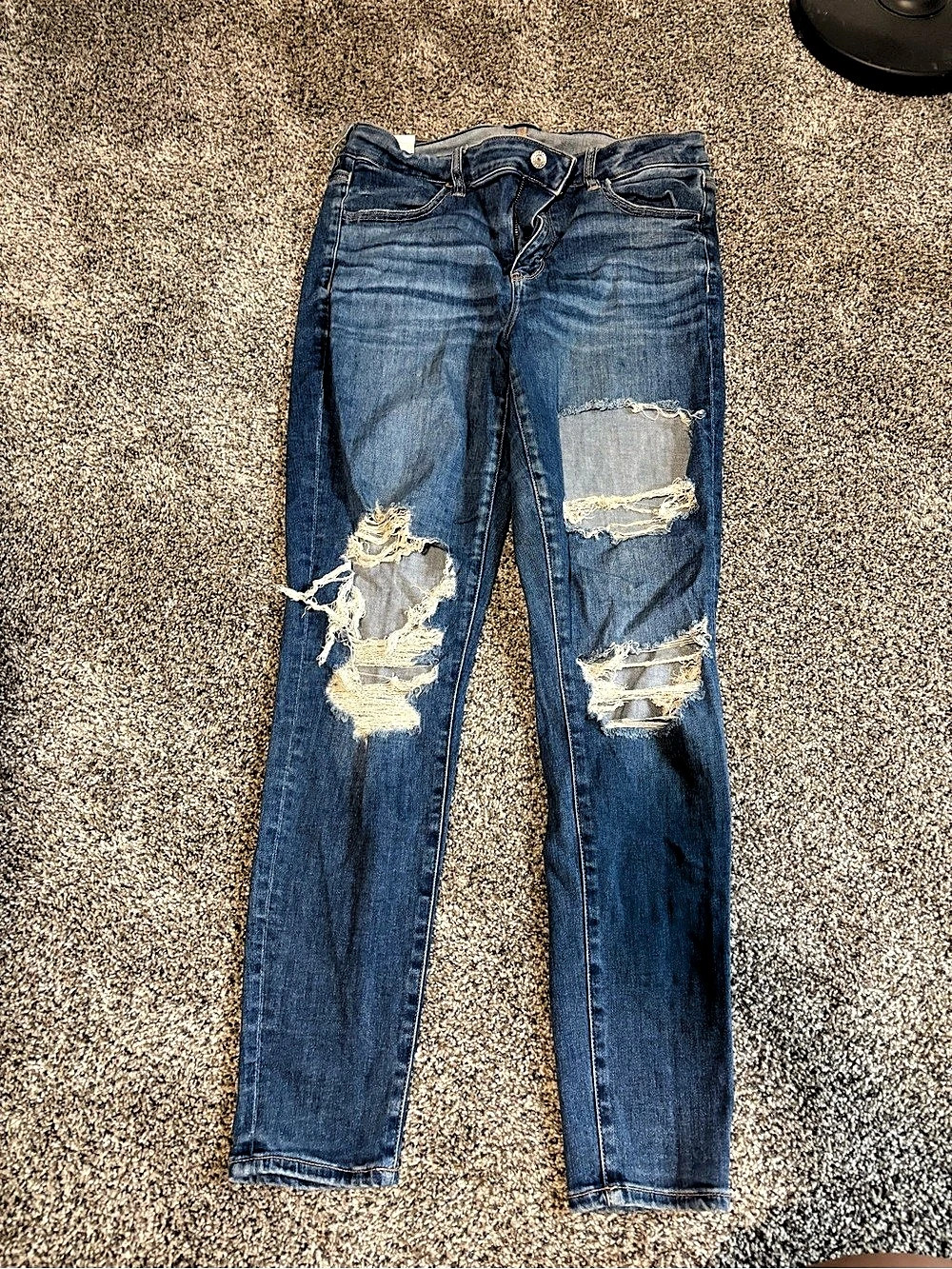 American Eagle Skinny Jeans Distressed Blue Waist 12
